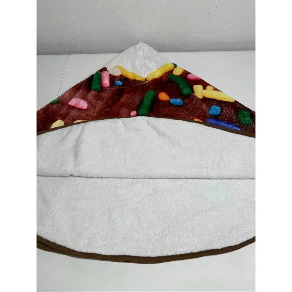 Novelty Giant Food Blanket Throw Round Coffee Glazed Donut 58” Diameter